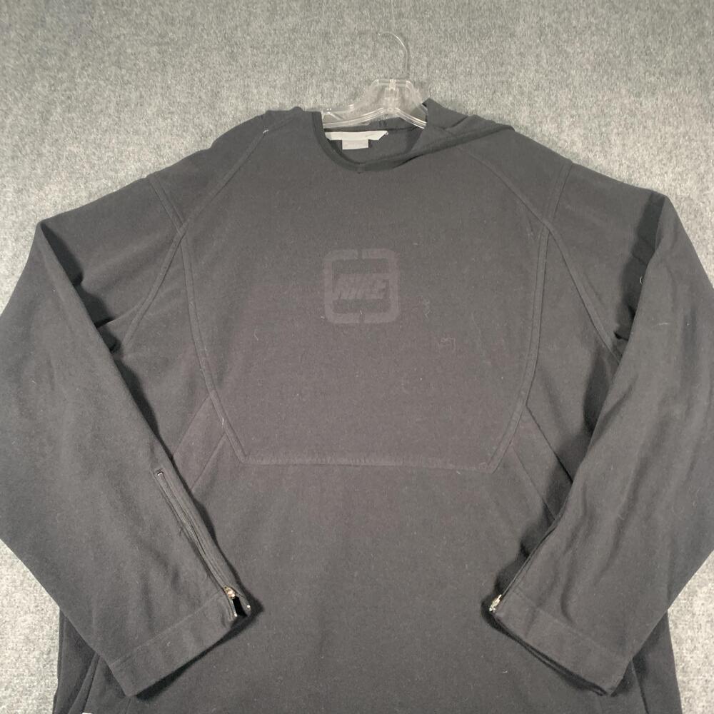 Nike Hoodie Mens XL Black Tonal Logo Fleece Pullover Zip Cuff Sweatshirt